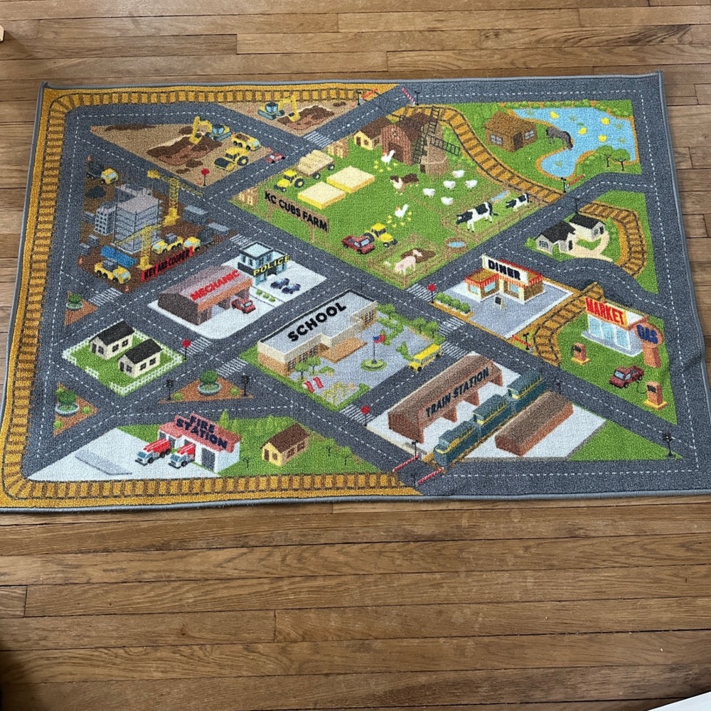 KC Cubs Multicolor Town City Map Playtime Collection Area Rug 3x5‎